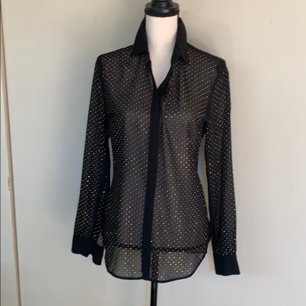 Bebe black abs gold blouse